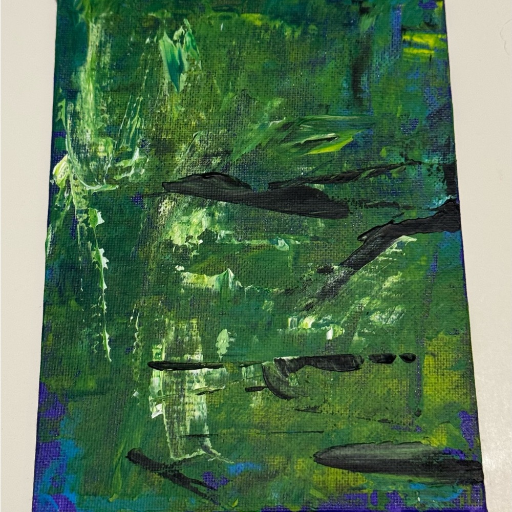 Abstract Green and Black Canvas Art 5x7 wellness project revival